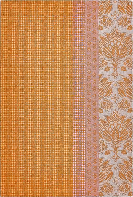 Paño de cocina de sarga de algodón Confitures Carreaux Le Jacquard Français en terracota y naranja con diseño de cuadros