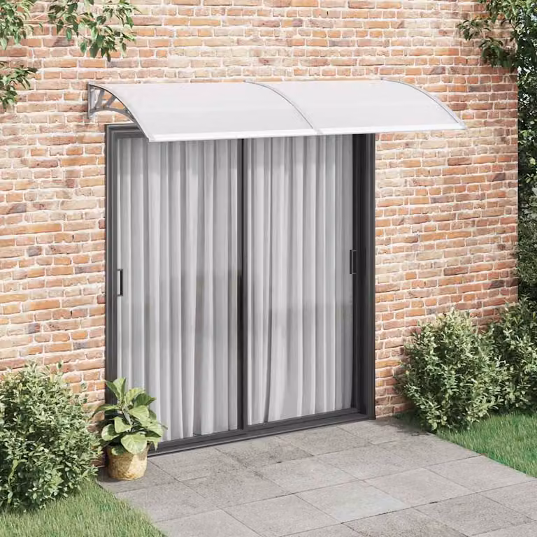 Marquesina para puerta Syfax de policarbonato y aluminio, color gris y transparente, An/P/Al: 240 x 100 cm