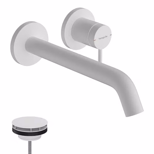 Grifo monomando empotrado para lavabo Hansgrohe Tecturis S en blanco mate con tecnología de ahorro de agua EcoSmart+