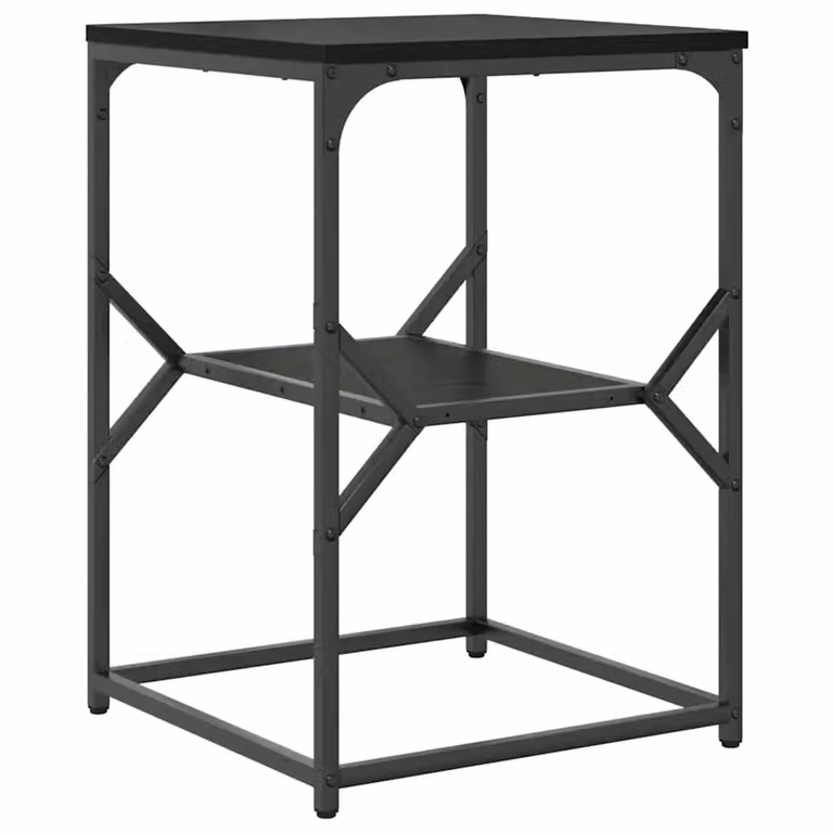 Mesa lateral vidaXL de roble y negro con acabado mate, diseño minimalista y rectangular, An/P/Al: 41 x 40 x 60 cm