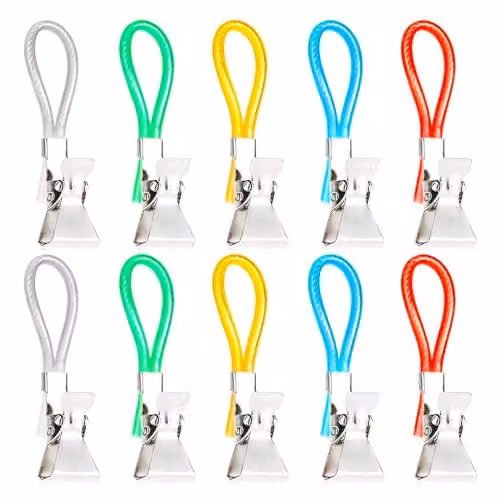 Set de 10 clips de metal multicolores CUIDAKJ para colgar toallas de cocina