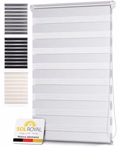 Cortina enrollable doble Sol Royal SolDecor DL2 blanca con sistema de sujeción sin taladro, An/Al: 95 x 150 cm