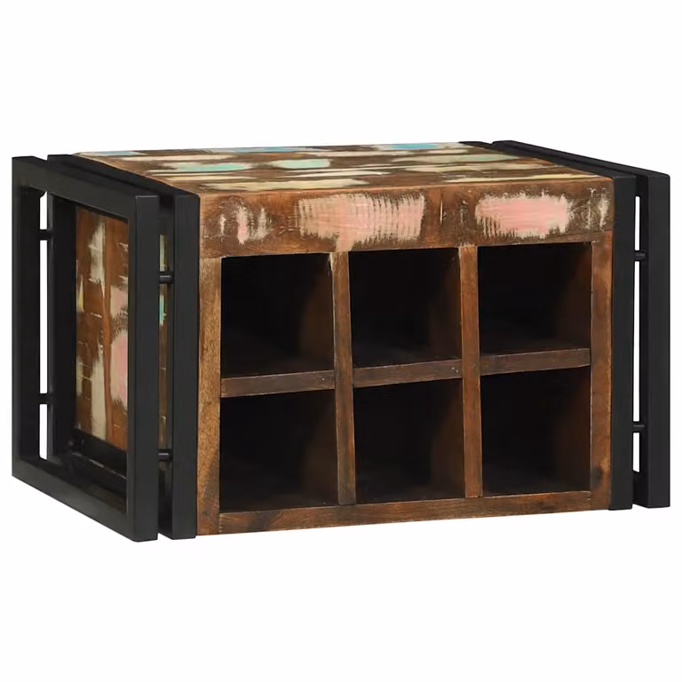 Set de 2 estantes para vino vidaXL de estilo rústico en multicolor y negro, An/P/Al: 46 x 35 x 27,5 cm