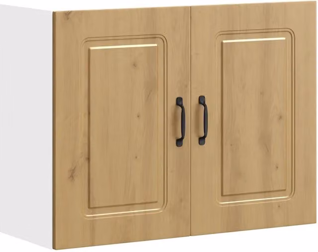 Armario de pared para cocina Helloshop26 en madera de roble color marrón con estilo moderno y puertas batientes An/P/Al: 80 x 31 x 60 cm