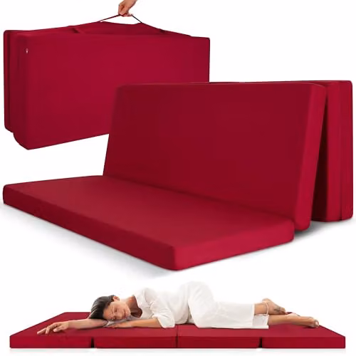 Colchón Plegable Beautissu de Espuma con Funda de Microfibra en Color Rojo, An/P: 120 x 190 cm