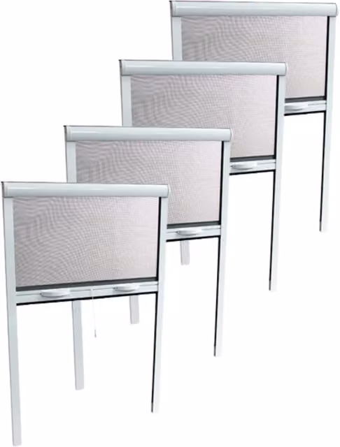 Pack de 4 mosquiteras verticales enrollables de aluminio en color blanco, An/P/Al: 160 x 160 x 220 cm