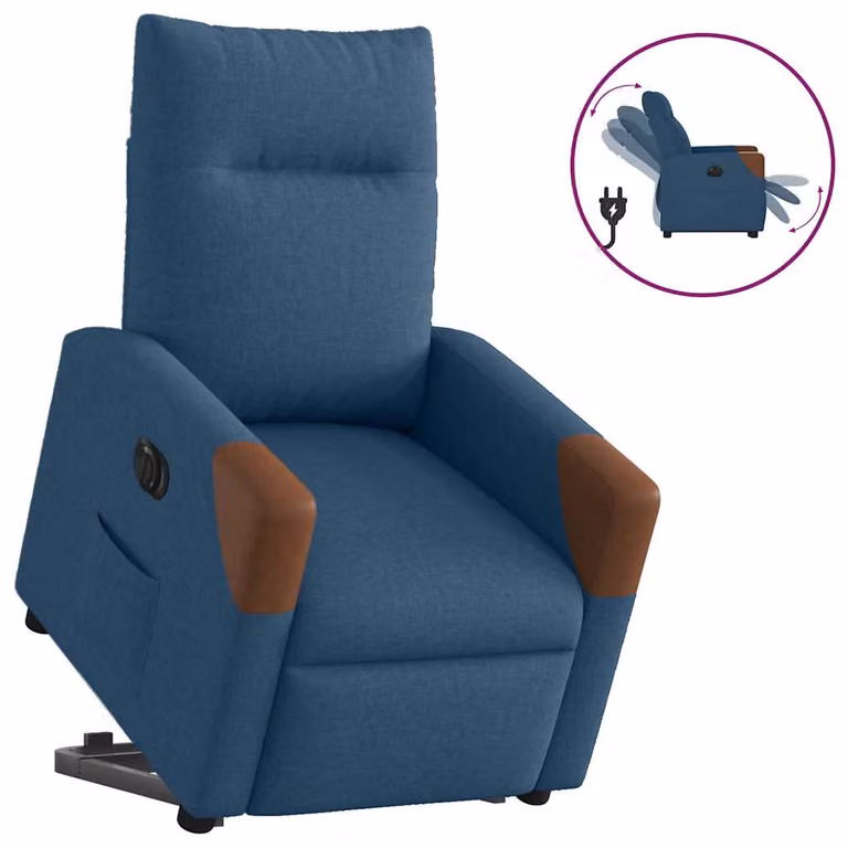 Sillón eléctrico reclinable y elevable vidaXL en tela azul con reposabrazos para mayores