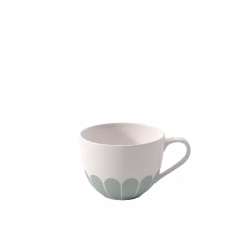 Taza de café Villeroy & Boch Fleur vert en porcelana blanca y verde con diseño floral de 160 ml, apta para lavavajillas y microondas