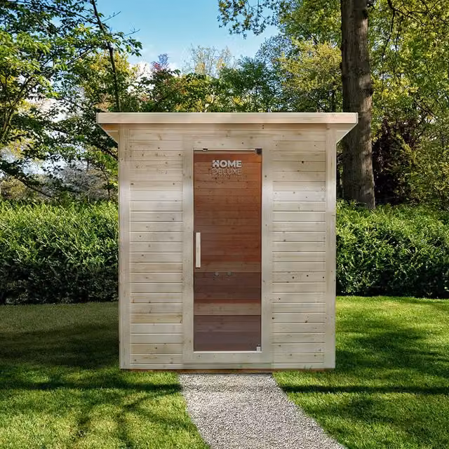 Sauna exterior Home Deluxe TALO L de madera para 4 personas, An/P/Al: 221 x 220 x 217 cm