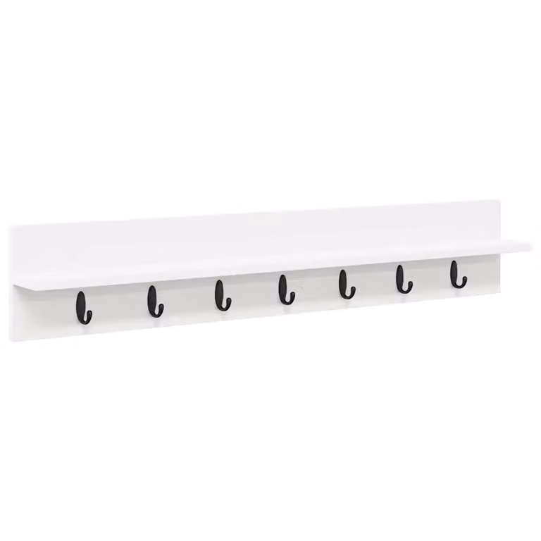 Perchero de pared moderno vidaXL en color blanco con acabado mate, An/P/Al: 100 x 10,5 x 18 cm