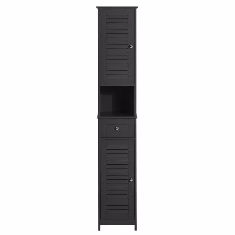 Mueble columna de baño SOBUY con 2 puertas y 1 cajón, color gris, An/P/Al: 32 x 30 x 170 cm