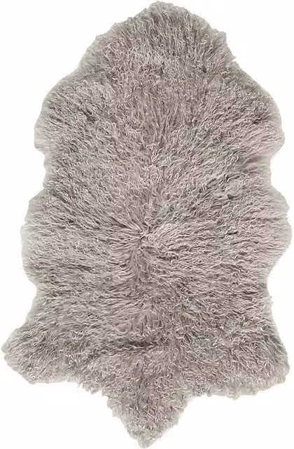 Alfombra de piel de oveja tibetana Esbeco en gris, An/P: 100 x 70 cm