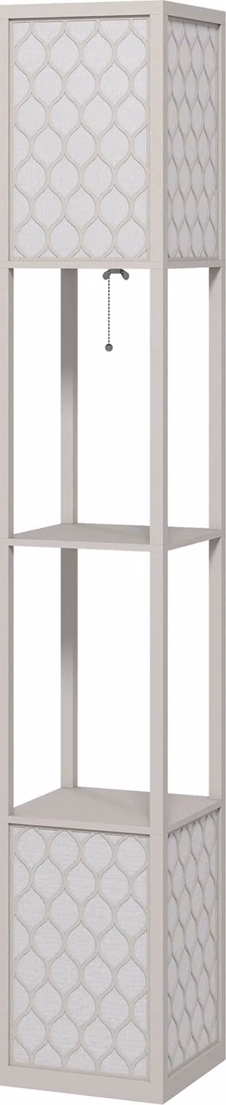 Lámpara de pie moderna Northio con estantes y cadena de ajuste en blanco y negro para salón