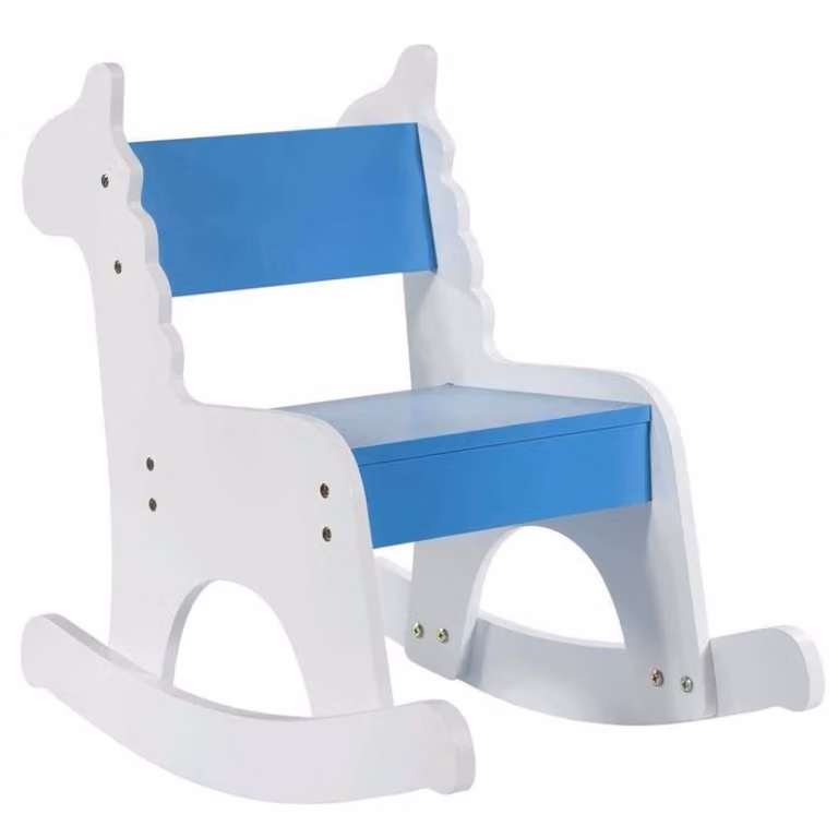 Mecedora infantil de madera Wanderlust deco en color azul y blanco, An/P/Al: 33 x 55 x 51,5 cm