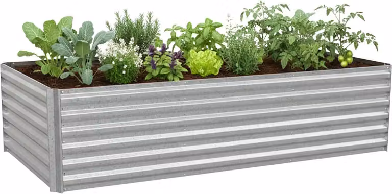 Cama de cultivo elevada Northix de acero galvanizado en color plata, An/P/Al: 240 x 57 x 90 cm