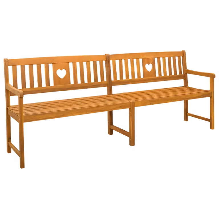 vidaXL Banco de exterior de 4 plazas en madera de acacia marrón con reposabrazos An/P/Al: 220 x 56 x 90 cm