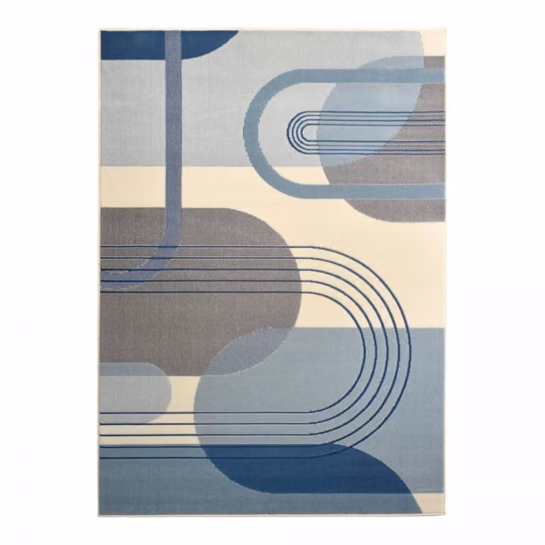 Alfombra Un amour de tapis de estilo retro y diseño abstracto en azul, ideal para tu salón o dormitorio, An x Al: 160 x 225 cm