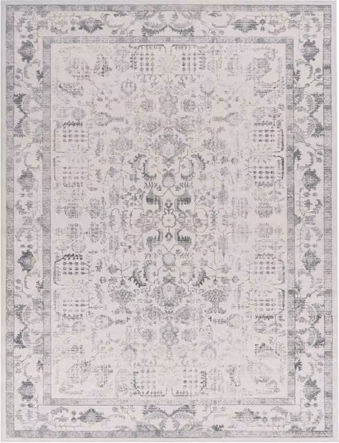 Alfombra lavable Sami de estilo oriental y clásico en color plata, An: 200 cm, Al: 280 cm