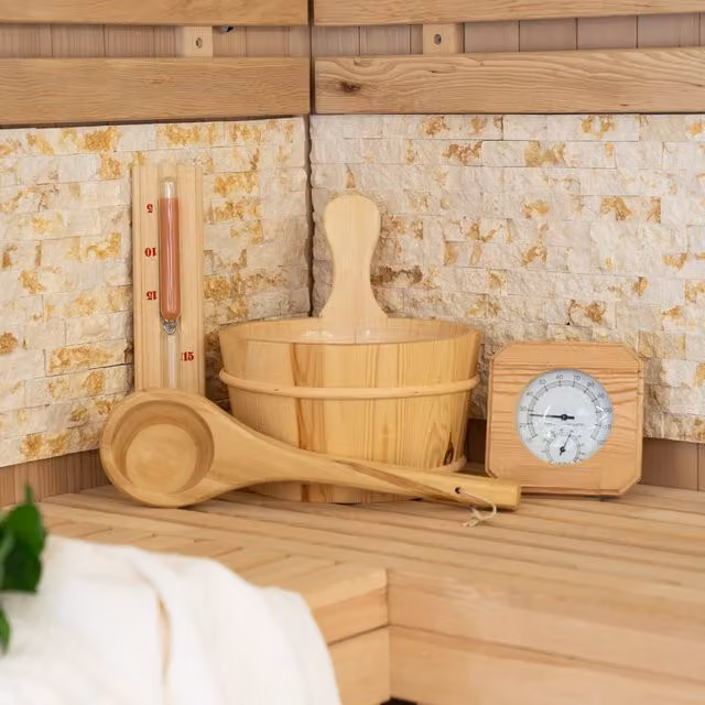 Set de 5 accesorios para sauna Home Deluxe en color marrón y material plástico