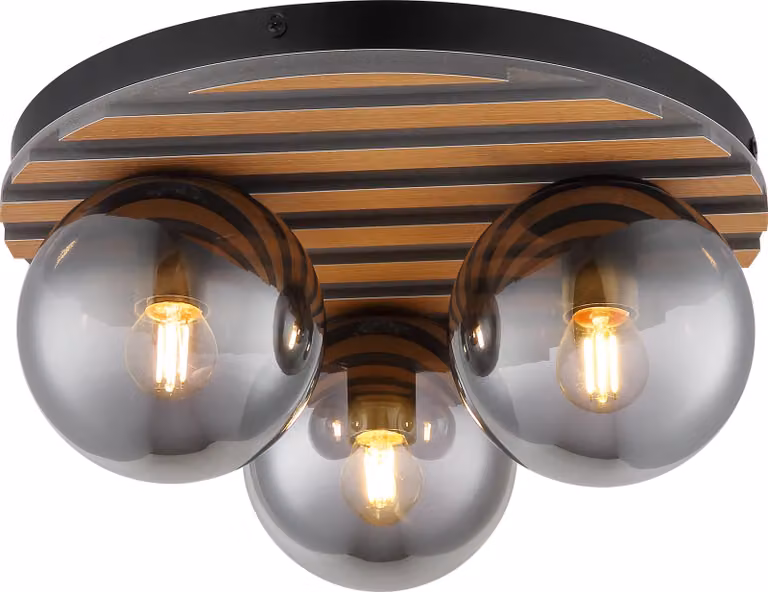 Lámpara de techo Globo 54343-3 con casquillo E27 y protección IP20 en color marrón y cristal transparente