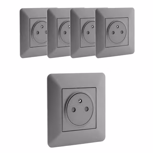 Toma de corriente empotrada Zenitech Artezo 2P+T 16A con interruptor On/off color Titanium