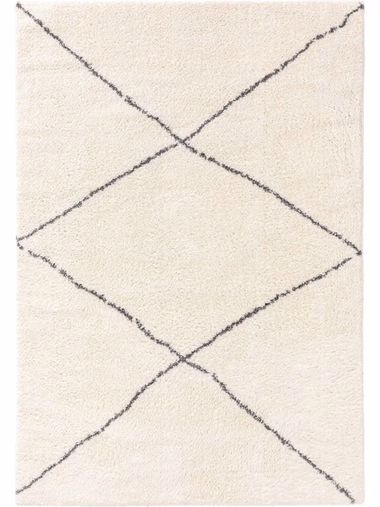 Alfombra Benuta de estilo marroquí en color beige y blanco, fabricada en microfibra y poliéster, An/P: 300 x 400 cm