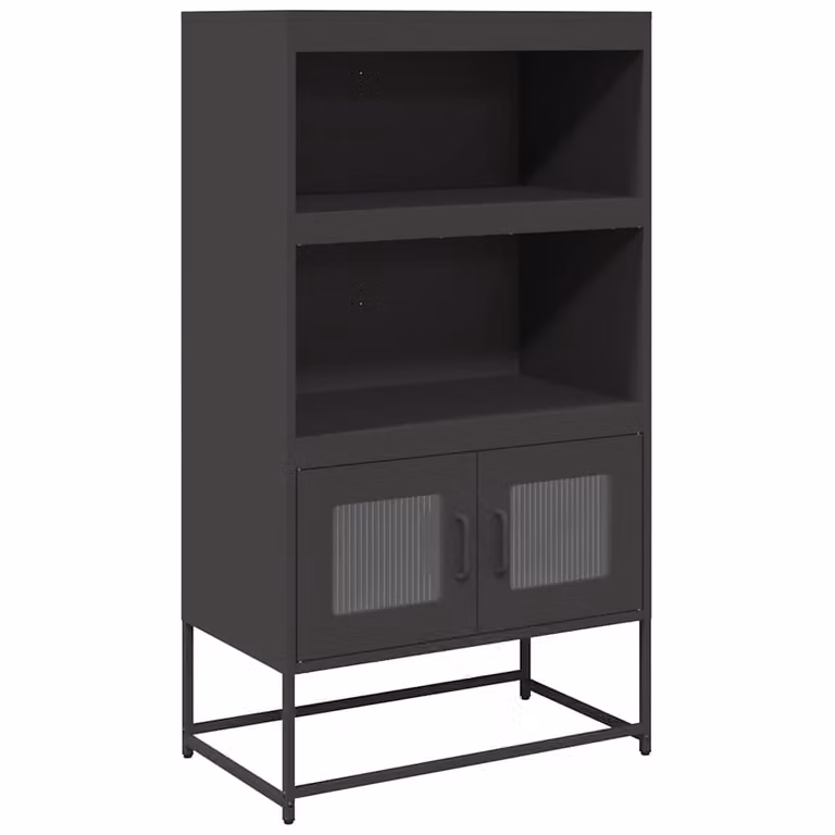 Aparador de acero negro vidaXL con puertas batientes y estantes internos para comedor An/P/Al: 68 x 39 x 123 cm