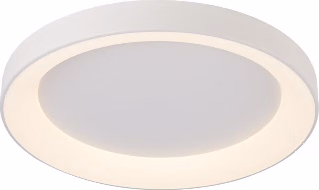 Plafón LED redondo Mantra en color blanco con pantalla de plástico, luz regulable CCT (2700K-5000K), 7300 lm y control remoto, Diámetro: 65 cm