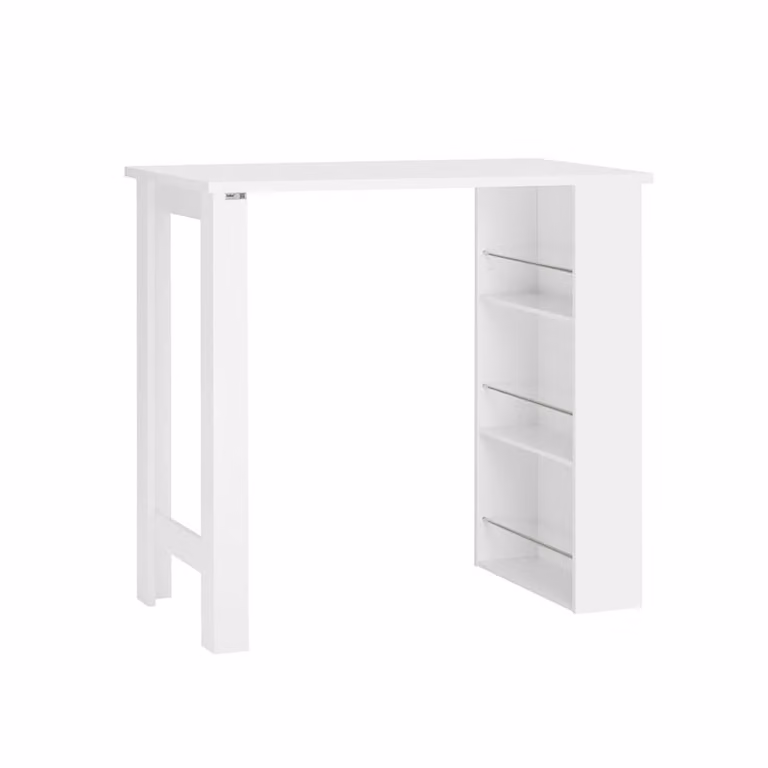 Mesa alta de bar SoBuy con 3 estantes en MDF blanco y metal para comedor