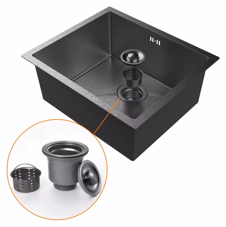 Fregadero de encimera Ibergrif M85043B de acero inoxidable en color gris, An/P: 50 x 43 cm