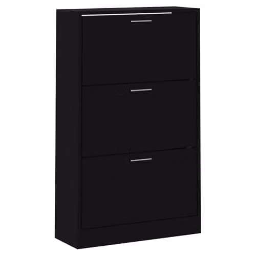 Armario zapatero moderno Helloshop26 de madera MDF para pasillo, salón o dormitorio, color negro, An/P/Al: 63 x 24 x 103 cm