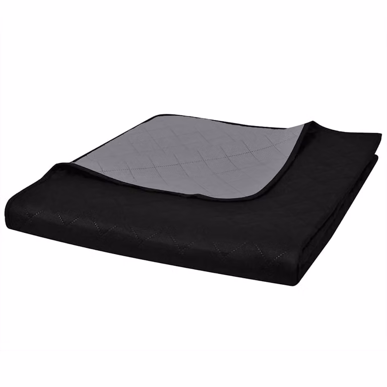 Colcha acolchada reversible de microfibra vidaXL en negro y gris, An/P: 230 x 260 cm