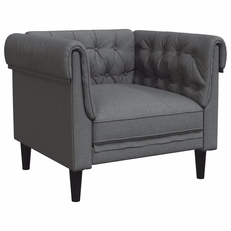 Sofá Chesterfield de vidaXL en color gris para salón, tapizado en tela con relleno de espuma, An/P/Al: 78,5 x 74,5 x 74,5 cm