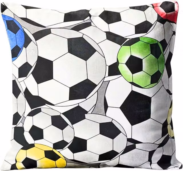 Funda de almohada decorativa de algodón Doratex para niños con diseño deportivo de fútbol, multicolor, 40 x 40 cm