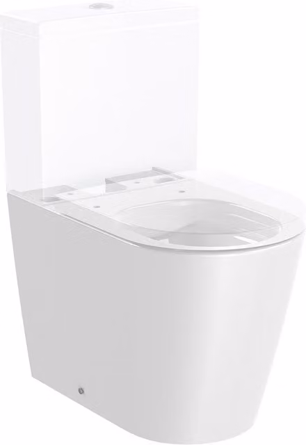 Taza de inodoro compacta suspendida Roca Round Inspira blanca con tecnología rimless y sistema washdown en cerámica