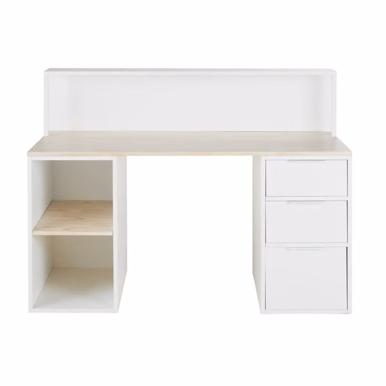 Escritorio infantil clásico Maisons du Monde en blanco y beige con acabado lacado