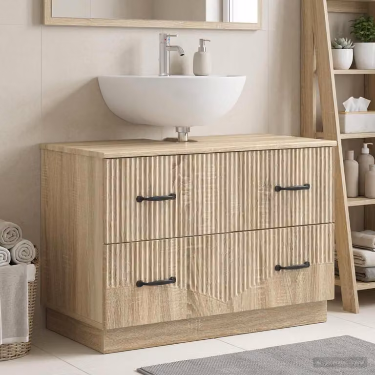 Mueble de baño Prolenta de estilo moderno en color roble con acabado mate, An/P/Al: 56 x 41 x 41 cm