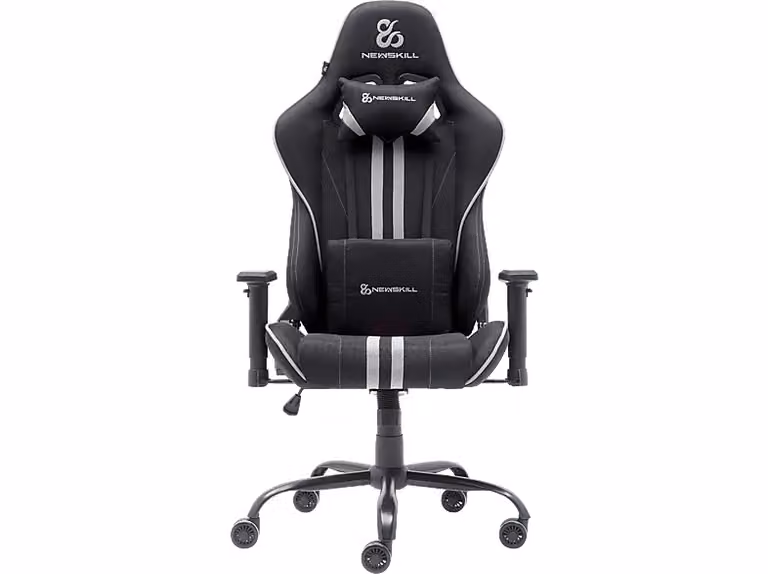 Silla gaming Newskill Kitsune V2 en gris y negro con cojines cervical y lumbar, reclinable 180º y soporte hasta 136 kg