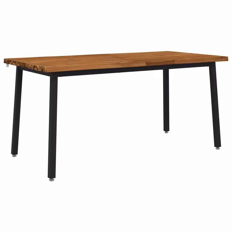 Mesa de comedor moderna vidaXL de madera de acacia con borde natural y color marrón, An/P/Al: 160 x 70 x 75 cm