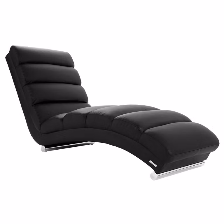 Chaise Longue de diseño Taylor de Miliboo en color negro y acabado en piel sintética An/P/Al: 170 x 83 x 63 cm