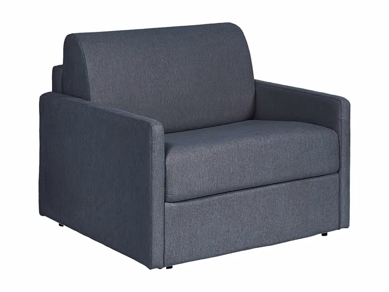 Sillón cama de apertura rápida CALIFE en tela gris con colchón de espuma