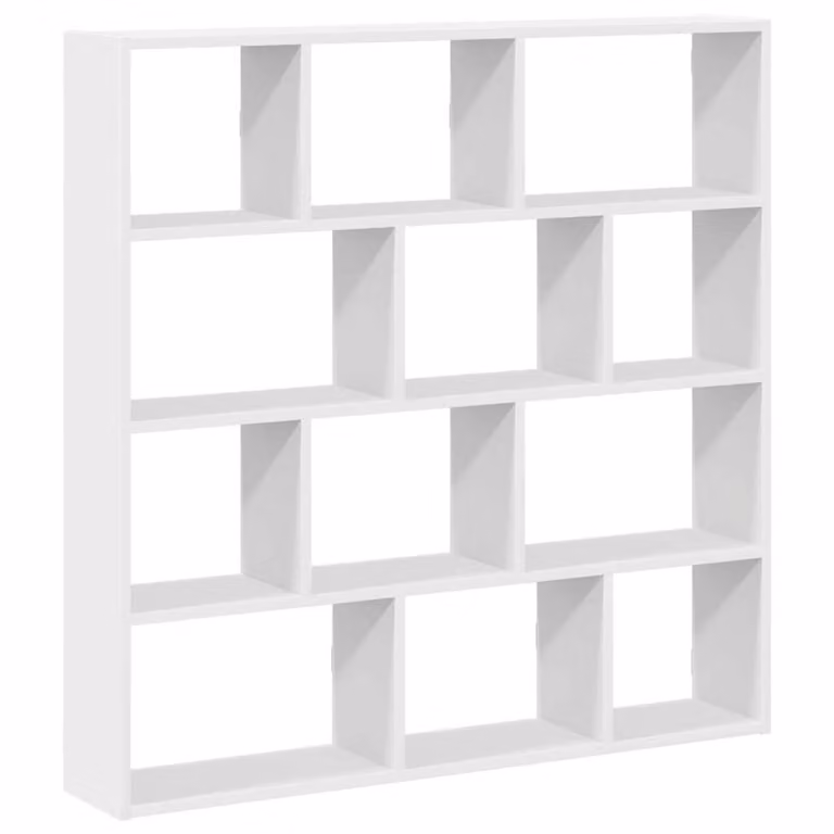 Estante de pared de cubos vidaXL con 12 compartimentos en madera MDF color blanco
