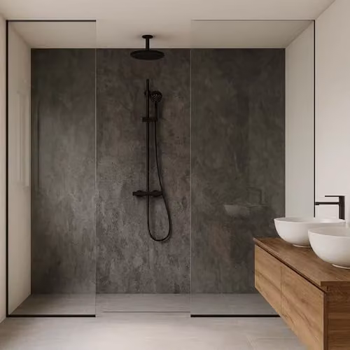 Conjunto de 8 paneles decorativos de revestimiento de pared Bladel de neu.haus en PVC, acabado efecto piedra, resistente a la humedad, color Urban Grey, An/Al: 60 x 120 cm, grosor 3 mm
