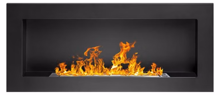 Chimenea de bioetanol DIVINAFIRE Lucca negra para montaje en pared o empotrado, An/P/Al: 90 x 12 x 40 cm
