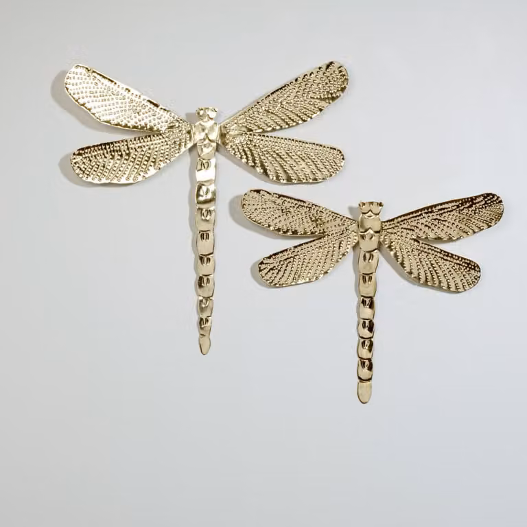 Set de 2 libélulas de metal dorado de Maisons du Monde para decorar la pared
