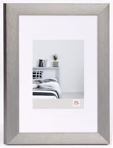 Marco de fotos Walther Design Aluline de metal color plata y gris para mesa, rectangular y minimalista, 13 x 18 cm