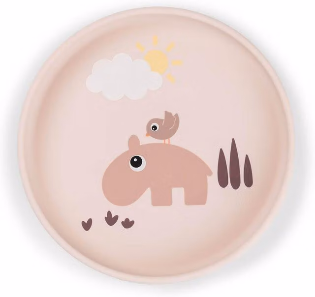 Plato de silicona con ventosa Done by Deer en color rosa