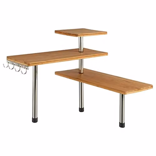 Estantería de esquina 5five simply smart de bambú y acero inoxidable con 3 niveles, color marrón, An/P/Al: 43,5 x 43,5 x 39 cm