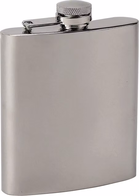 Petaca Manhattan de El Corte Inglés en acero inoxidable color plata con forma rectangular