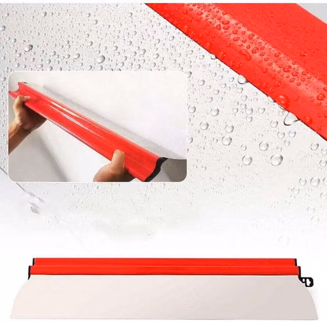 Espátula alisadora LIIYIELA de acero inoxidable con mango antideslizante rojo, longitud 40 cm, ideal para acabado de yeso y hormigón
